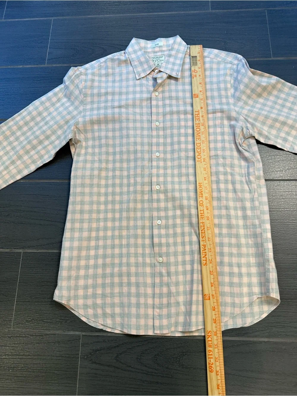 J. Crew Men's 98% Organic Cotton Pink and White Check Button-Down Shirt
